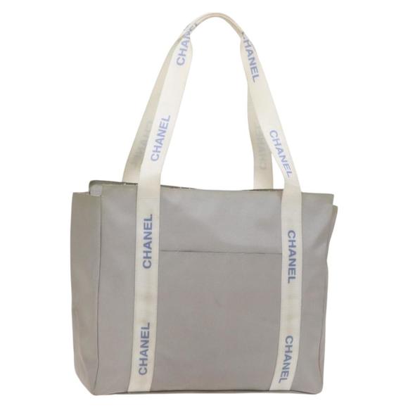 CHANEL Sports Line Tote Bag Nylon Gray Silver CC Auth bs25879 - Picture 1 of 16